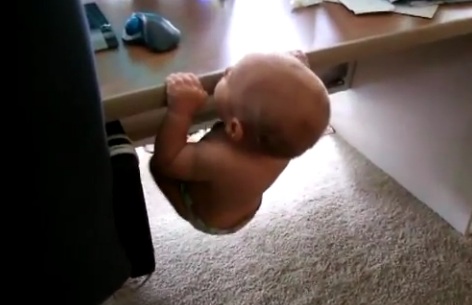 Vogëlushi 10 muajsh që bën paralele për të arritur kompjuterin (VIDEO)
