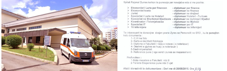 Durrës. Spitali rajonal ka nevojë për 16 infermierë dhe 7 specialistë