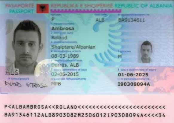 Ekskluzive/ Ja faksimilja e pasaportës false “Roland Ambrosa” (Kibja)