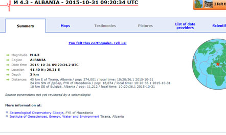 Tërmet në Bulqizë, lëkundjet ndjehen dhe në Tiranë