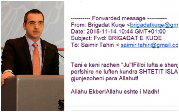 Kërcënimi i Tahirit në e-mail, Antiterrori shoqëron një të dyshuar