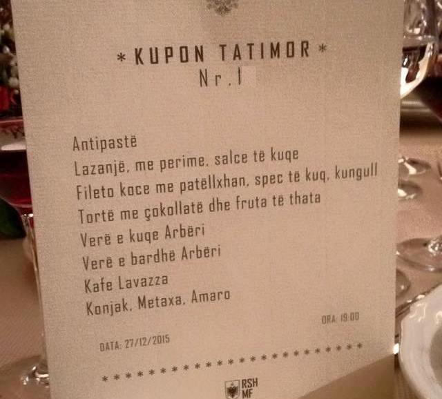 Zbulohet menuja e darkës që shtroi Rama për gazetarët