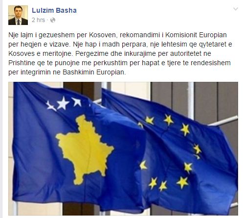 Gafa e Lulzim Bashës, uron Kosovën për… heqjen e vizave