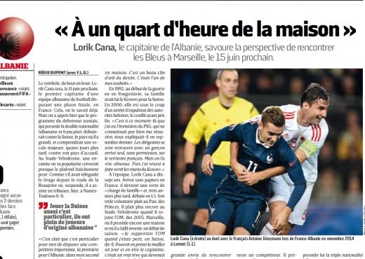 Cana për &#8220;L&#8217;equipe&#8221;: Ndaj Francës do luaj 15 minuta larg shtëpisë