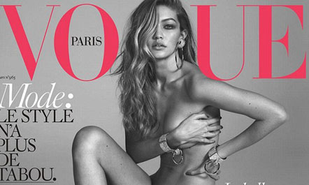 Gigi Hadid, krejtësisht nudo për “French Vogue”
