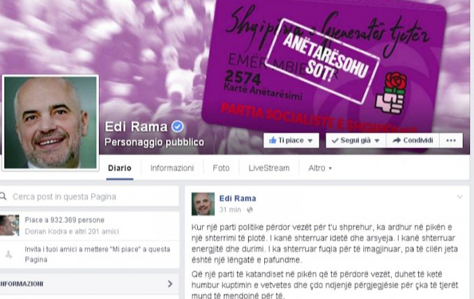 Kuvend, Rama në Facebook: Një parti që përdor vezë ka shterruar