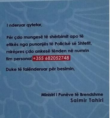 Shkelje nga  punonjësit  e policisë, ministri Tahiri publikon numrin e tij  personal