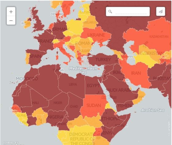 Harta e rrezikut nga terrorizmi, Shqipëria nën nivelin mesatar