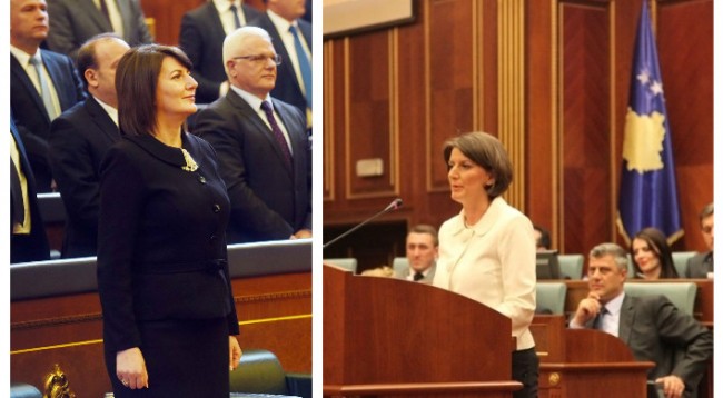 Jahjaga veshje simbolike edhe ditën e dorëzimit të postit