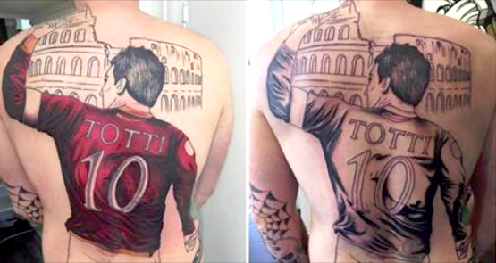 I çmendur pas Totti-t, 9 orë tatuazh në gjithë shpinën