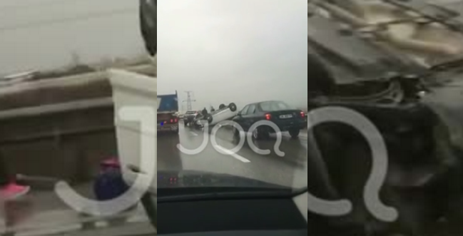 Tjetër aksident në Durrës, përplasen 4 automjete, përmbyset “Porsche” (FOTO+VIDEO)