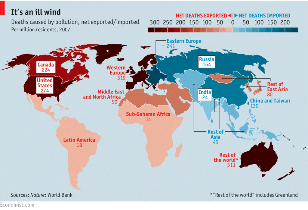 Harta/ Shqipëria në zonën e vendeve që importojnë vdekje nga ndotja