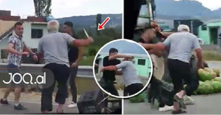 VIDEO/ Sherr për shalqinjtë, i moshuari iu sulet me thikë dy të rinjve