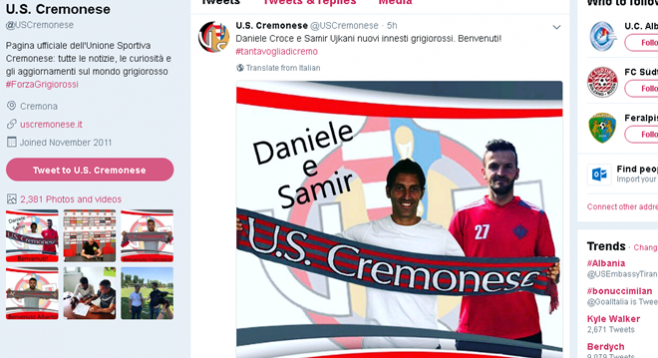 Ujkani transferohet te Cremonese