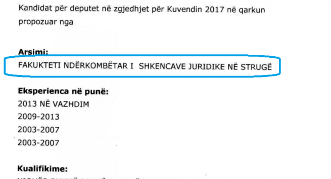 Politikani ynë “VIP” me “fakutet” “ndërkombëtar”