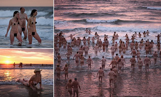 I heqin të gjitha dhe lahen në det nudo për bamirësi (FOTO)