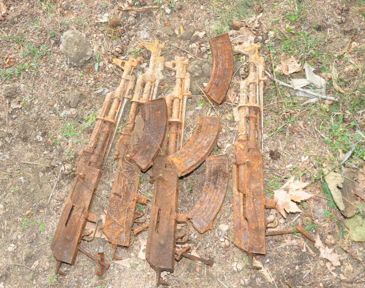 Gjenden të groposura 4 kallashnikov në park (FOTO)