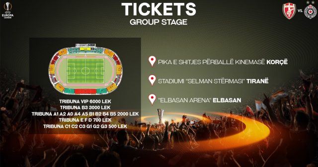 Skënderbeu-Partizani i Beogradit, biletat në shitje