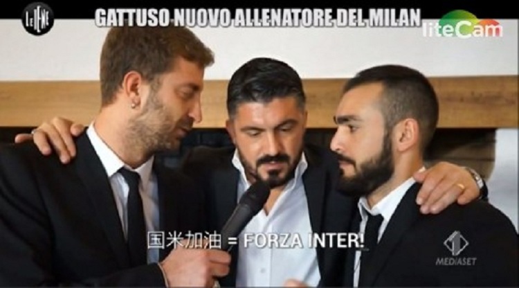 Gafa e dytë, Gatuzo përshëndet në gjuhën kineze: Forca Inter!