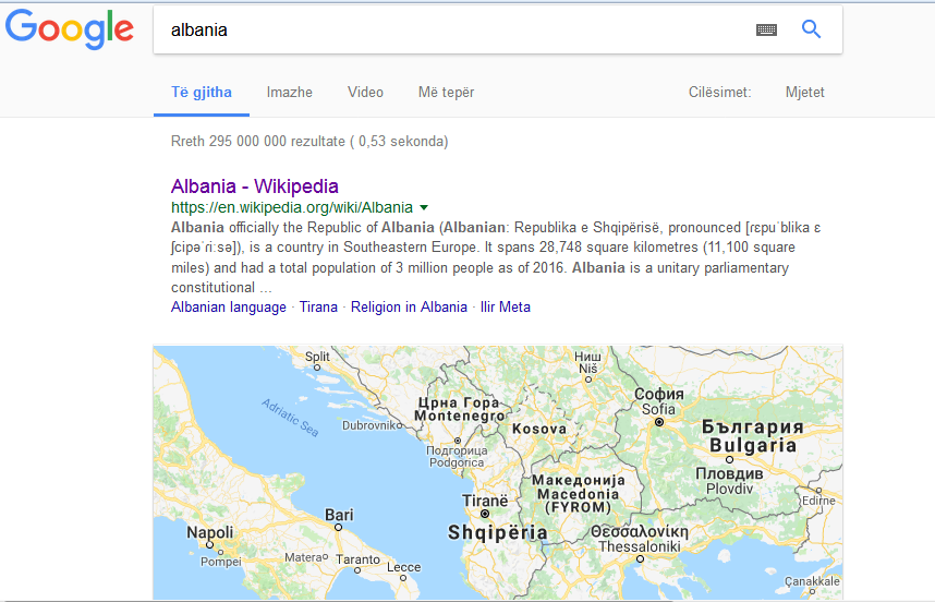 2017 në internet, sa dhe pse është kërkuar fjala “Albania”