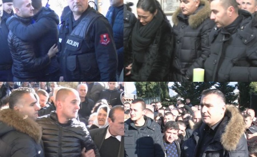 Dy djemtë e Ndokës në varrimin e të atit, njëri me policë, tjetri nga arratia (FOTO)