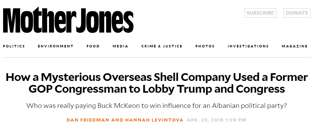 “Mother Jones” tjetër denoncim: LSI ka lobuar në SHBA me kompani ruse të dyshimtë