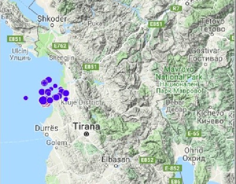 Sërish tërmete gjatë natës në Durrës e Tiranë, më i forti 3,9 ballë