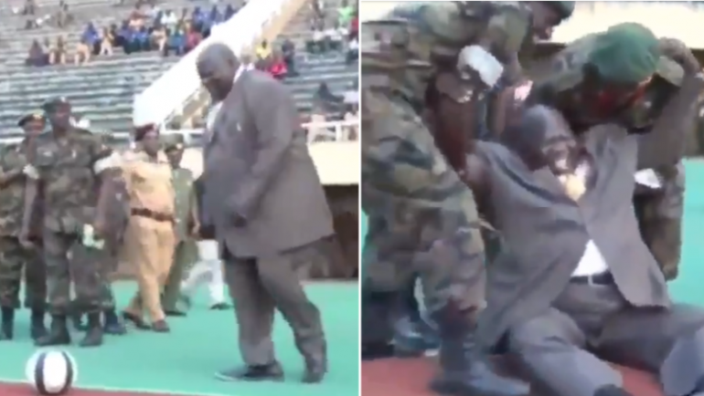 Incidenti qesharak i politikanit në mes të fushës së futbollit (VIDEO)