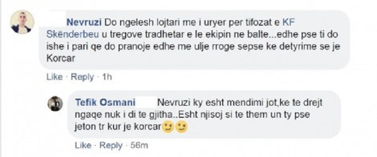 Tifozi korçar e quan tradhtar, Osmani i kthehet: Ke të drejtë, sepse…