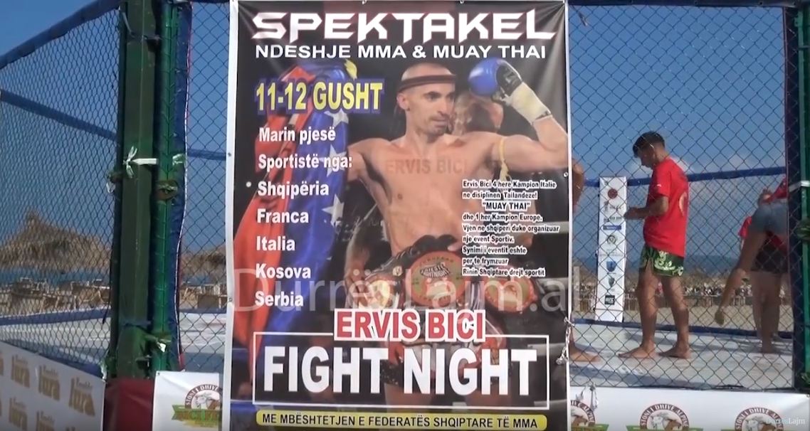 Kampioni shqiptar i Italisë e Europës në Muay Thai organizon spektakël në bregdetin e Durrësit (VIDEO)