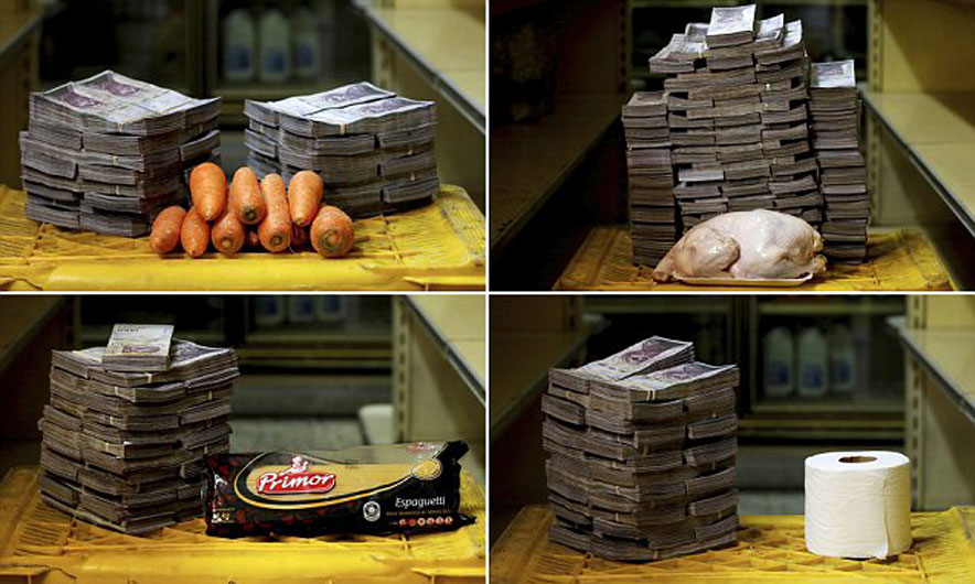 Pamje shokuese, banorëve në Venezuelë u duhen “male” me para për blerjet e zakonshme (FOTO)