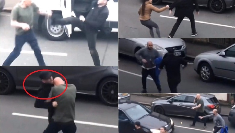 VIDEO/ Me hekur në dorë shqiptari futet në sherr me londinezët, e bija i lutet: O ba, hajde ikim…