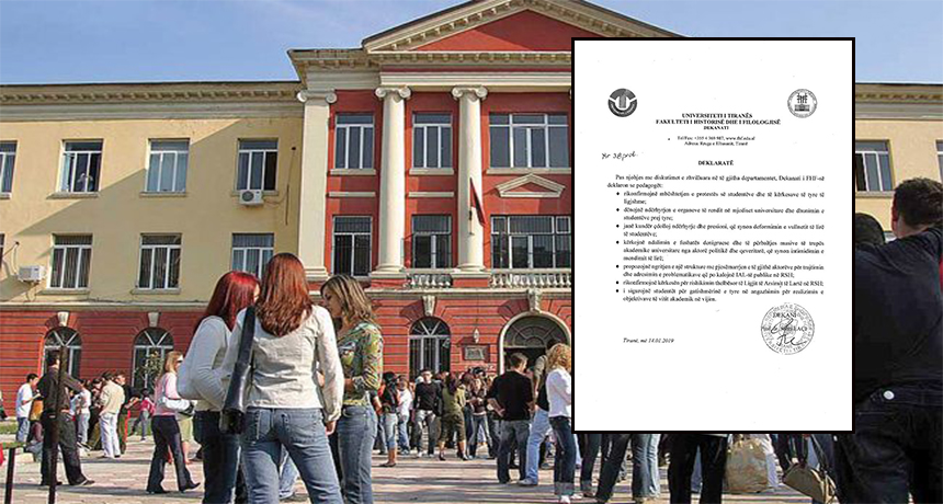 Dekanati i Filologjikut mbështet studentët, dënon ndërhyrjen e policisë