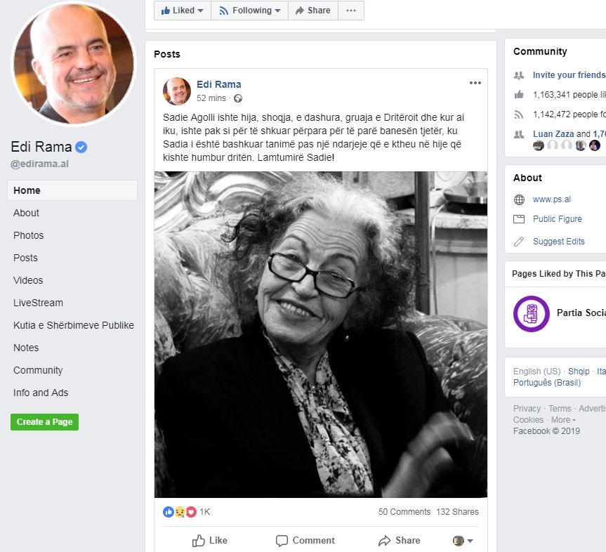 Lamtumirë Sadie! Rama kujton bashkëshorten e të madhit Dritëro Agolli