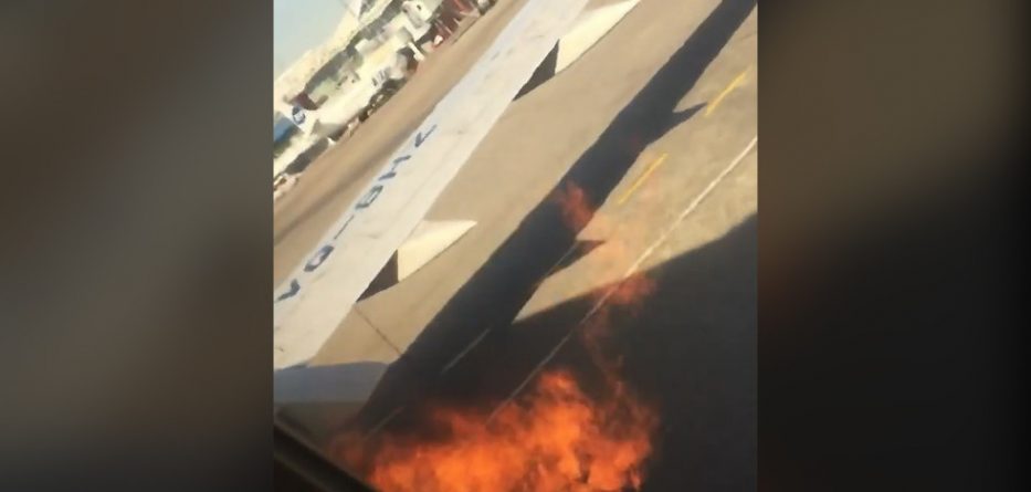 Avioni merr flakë në nisje (VIDEO)