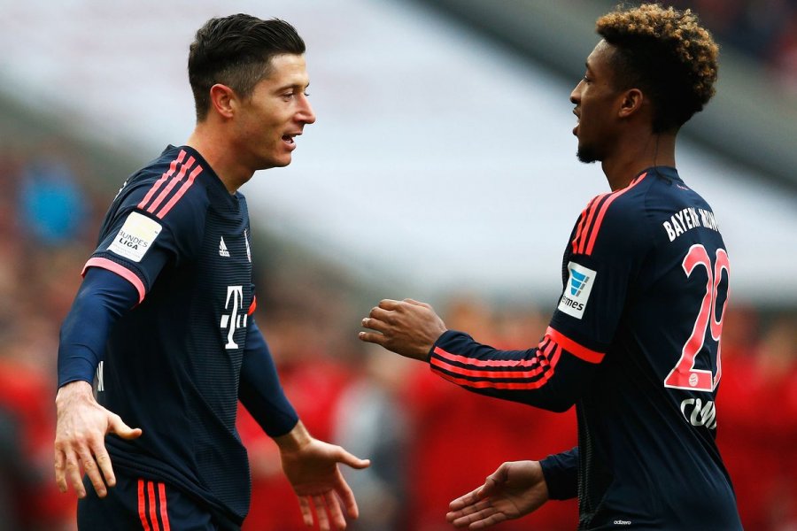 Grushte mes Lewandowskit dhe Kingsley Comanit në stërvitje