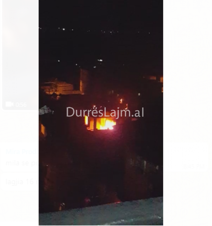 Flakët përfshijnë një shtëpi në Durrës, zjarrfikësit në luftë me zjarrin (VIDEO)