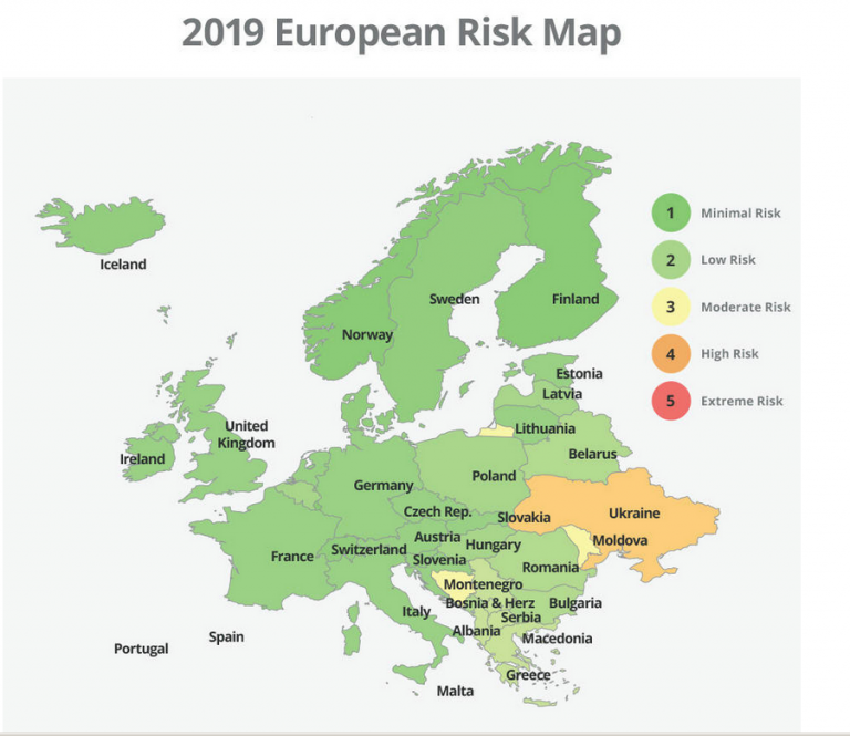Harta europiane e rrezikut për 2019, ku renditet Shqipëria