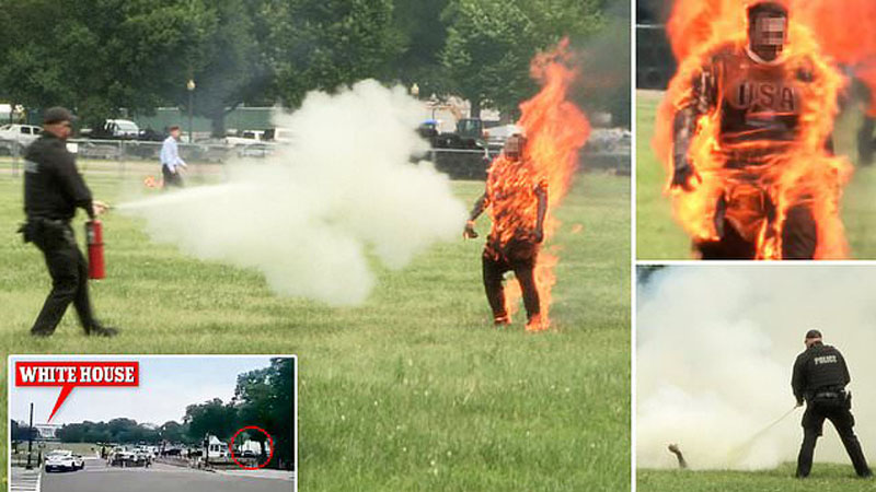 Pamje të tmerrshme, burri i vë flakën vetes para Shtëpisë së Bardhë