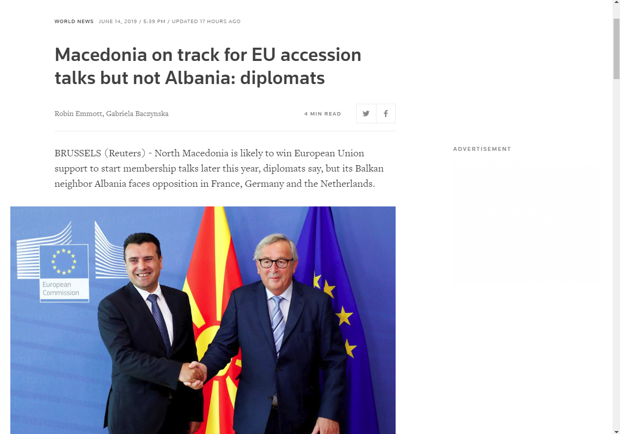 Reuters: Maqedonia e Veriut drejt hapjes së negociatave, Shqipëria jo!