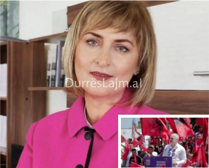 Valbona Sako uron 28-vjetorin e Partisë Socialiste me foton e Ramës