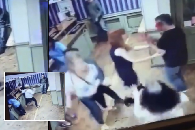 E kapi mat me tjetër, gruaja rreh burrin në mes të lokalit (VIDEO)