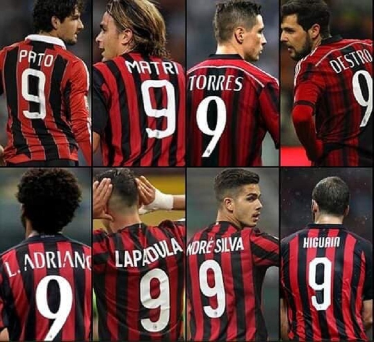 Nga Inzaghi te Piontek, Milani dhe mallkimi i fanellës me numrin 9