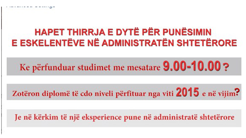 Njoftimi i rëndësishëm, çelet sot thirrja e dytë për punësimin e ekselentëve