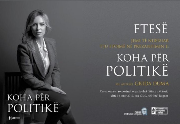 “Koha për Politikë”, Grida Duma sjell në treg librin e ri