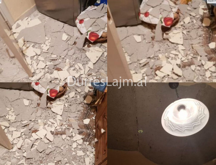 Ndërtimet në Kodër Vilën e Durrësit, shembet suvaja e banesës (VIDEO+FOTO)