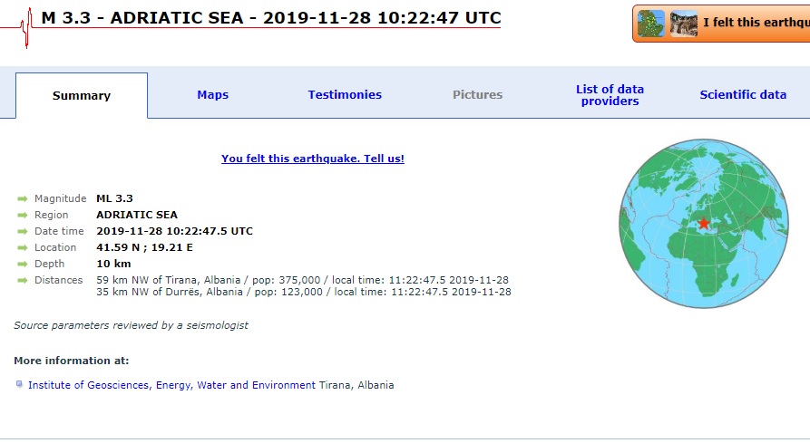 Bien dy tërmete të njëpasnjëshme