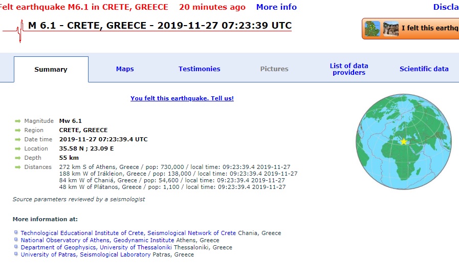 Tërmeti i fuqishëm godet Greqinë, ndihet edhe në Shqipëri