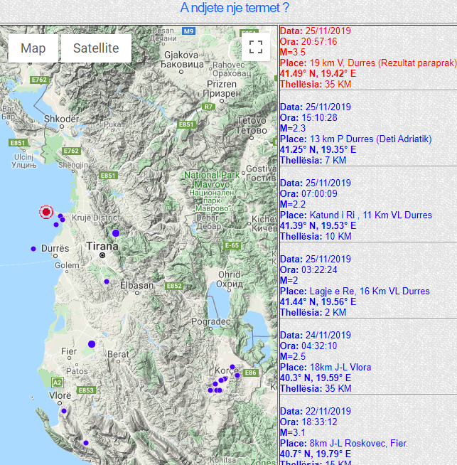 IGJEUM jep të dhënat, tërmeti në Durrës 3.5 ballë