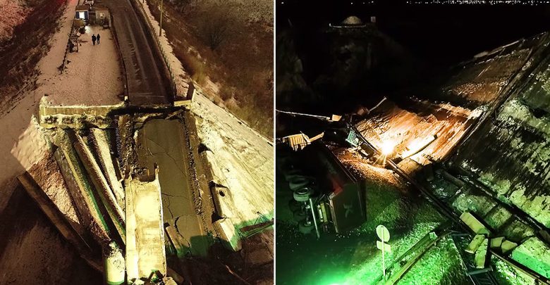 Shoferi i makinës shpëton për një ‘qime’ pasi rrëzohet ura mbi të